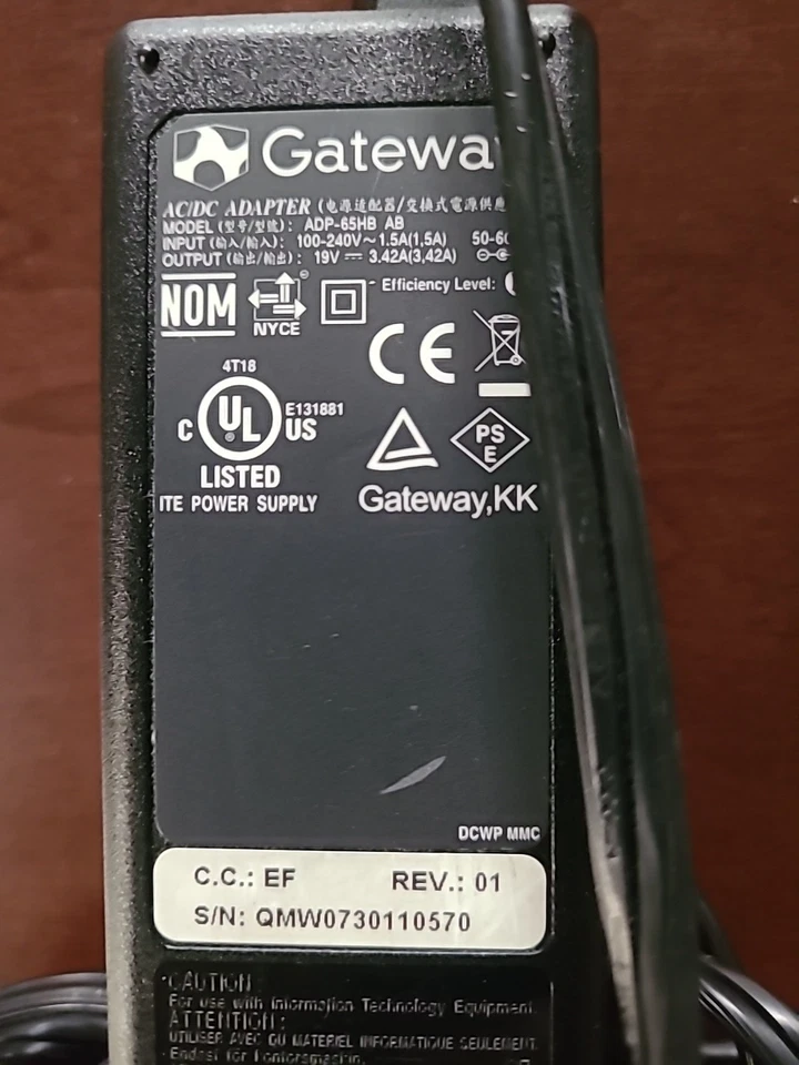 Gateway ADP-65HB AB 19V 3.42A 65W Laptop AC Power Adapter Charger - Image 2 of 4