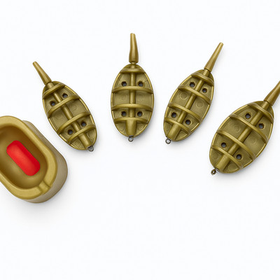 NEW  Deluxe Carp 4 x Method Inline Feeders 15g 20g 25g 35g + Soft Mould Set