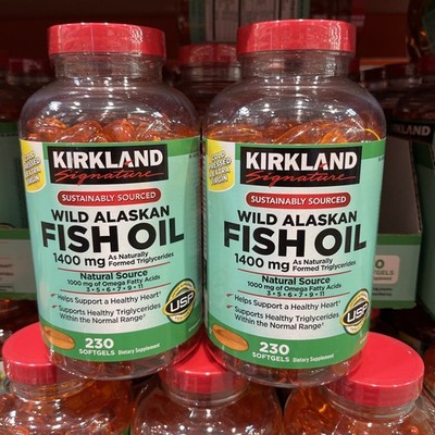 Kirkland Signature Wild Alaskan Fish Oil 1400 mg, 230 Softgels X 2 Bottles