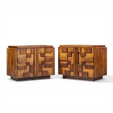 Lane Staccato Mid Century Brutalist Walnut Ni...