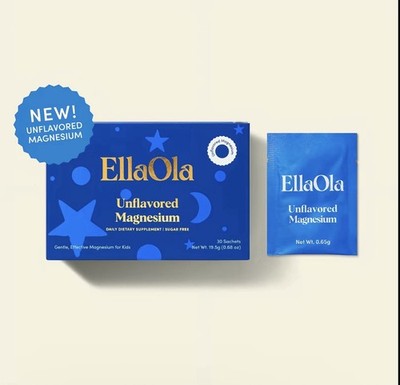 EllaOla Unflavored Sugar-Free Magnesium Powder w/ B6 L-Theanine 30 Sachets