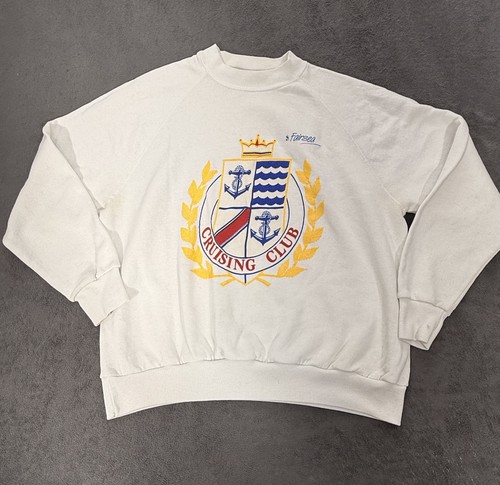 Sudadera Vintage Cruising Club Bordada Cuello Redondo Hecha en EE. UU. XL Descanso Náutico - Imagen 1 de 6