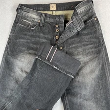 PRPS Barracuda Jeans Mens 28 Black Selvedge Denim Straight Leg Distressed Pants