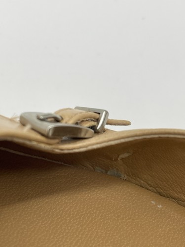Antonio Melani Audrey Nude Leather Slingback Heels Square Toe Tan Buckle 8.5 VTG - Picture 9 of 12