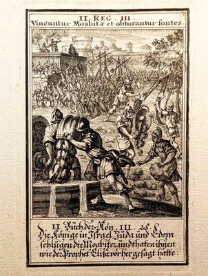 Kupferstich von 1695.  Sieg über die Moabiter. Christoph Weigel: