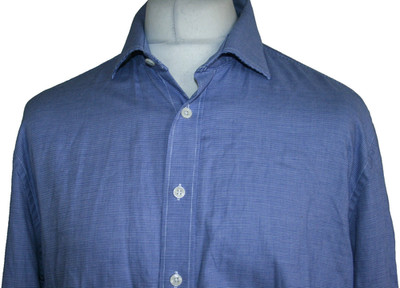 Bernard Weatherill Of Savile Row Herren Micro Check Hemd -17'' - blau - formelles Oberteil
