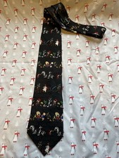 Vtg NOS Looney Tunes Vintage 1993 Character Collage Neck Tie 100 Silk Black
