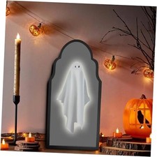2025 Halloween Ghost Mirror   19.6" x 9.4" Hologram Ghost Mirror, Wavy Border