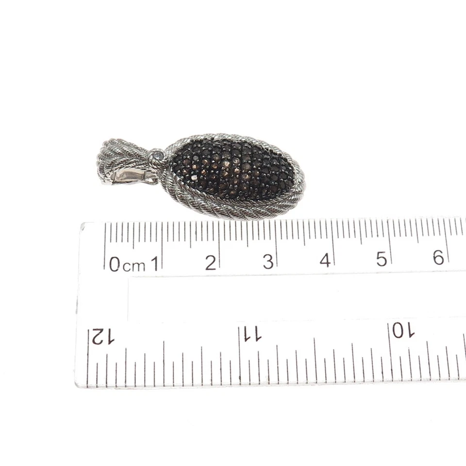 JUDITH RIPKA 925 Sterling Silver Real Smoky Quartz & C Z Charm Pendant Foto 3 de 4