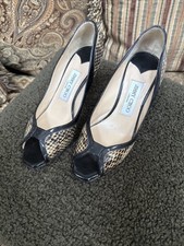 Jimmy Choo Embossed Leather Snake Print Pumps Size 36 EUC