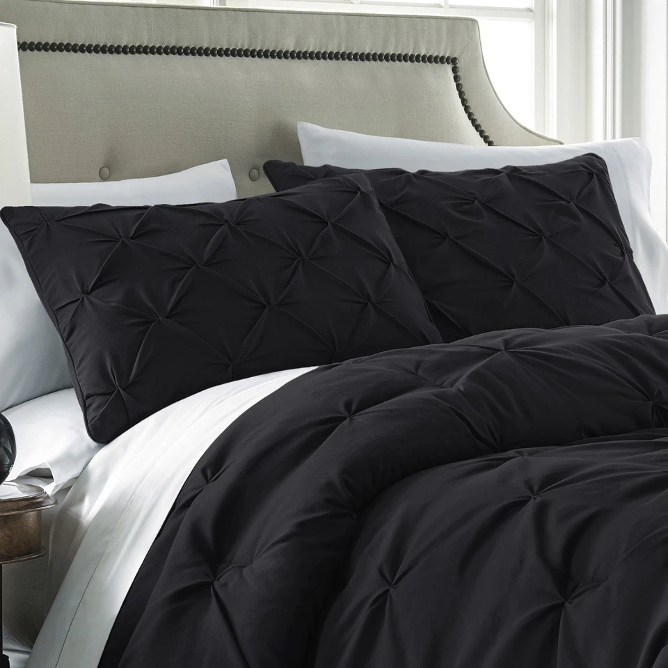 Chezmoi Collection Berlin Pinch Pleat Pintuck Bedding Comforter Set All Sizes - Image 2 of 4