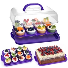 Cupcake Carrier, Rectangle Cake Plate with Lid, 12 Capacity Cup Cake Portable...