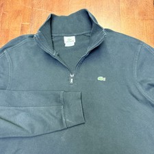 Lacoste Men's XL Sz 7 Black Quarter 1/4 Zip Long Sleeve Pullover Sweatshirt