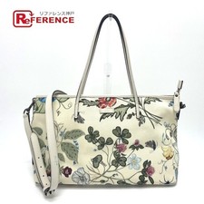 GUCCI 353437 Flora Floral Chris Knight Shoulder Bag Leather PVC Women s Ivory Fr