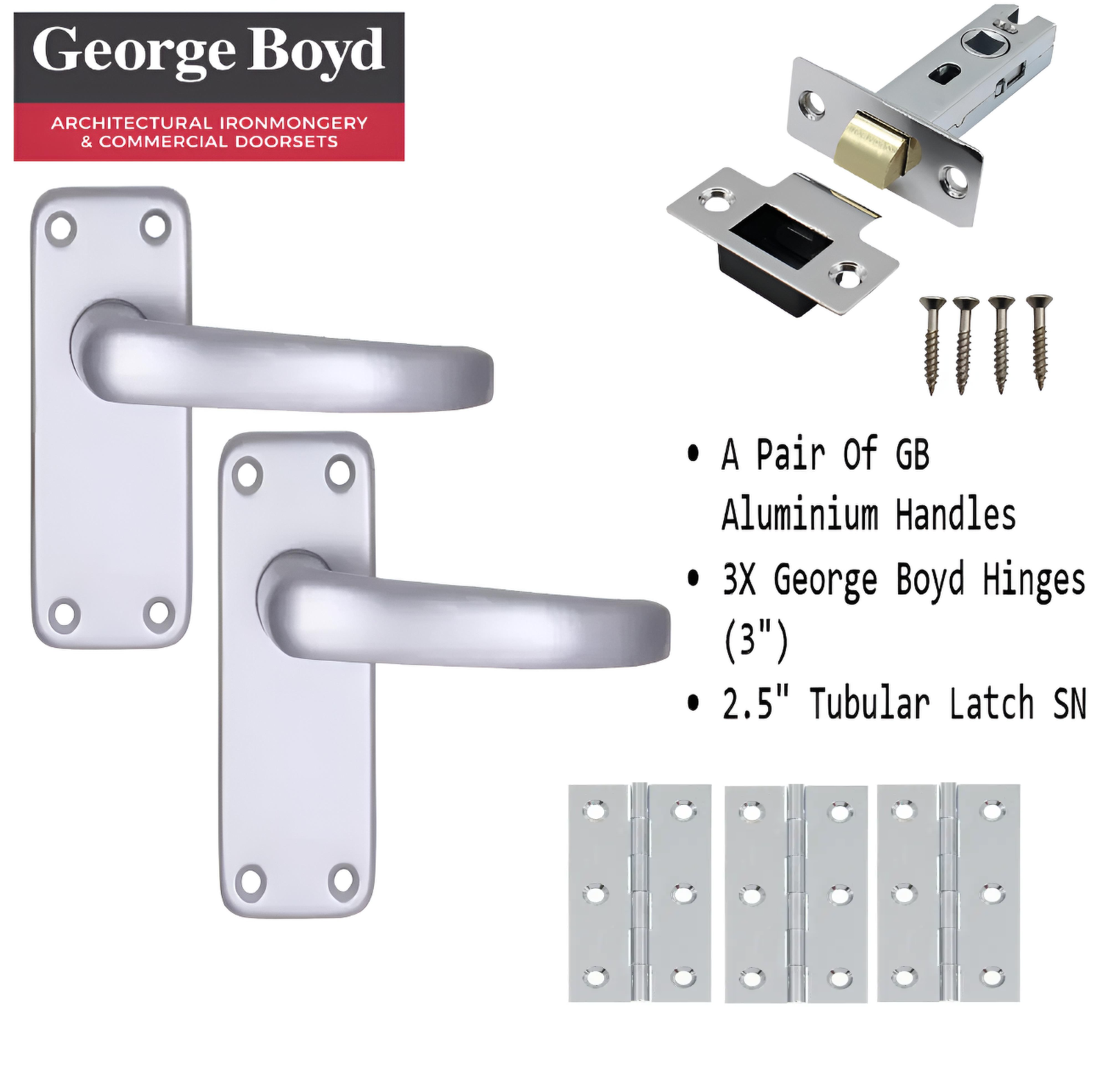 George Boyd Aluminium Latch Interior Lever Door Handle Pack + Easy Installation