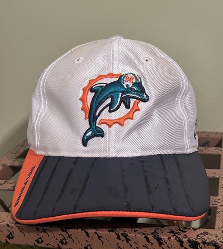 Vintage Reebok NFL Equipment Miami Dolphins Strapback Hat Coach Mesh White Cap