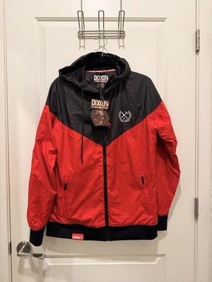 Dixon Flannel Company Jumpman Windbreaker Jacket Red Black Size M