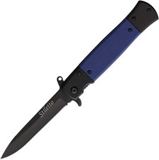 ElitEdge Stiletto Linerlock A/O Blue Stainless Folding Pocket Knife 10A96BL