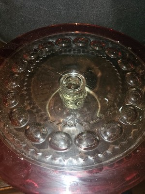 Vintage Cake Stand Tiffan  Ruby Red  King's Crown Thumbprint 12'' Diameter