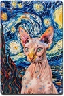 Vintage Sphynx Cat Starry Night Bare Tin Metal Signs Home Décor 8x12
