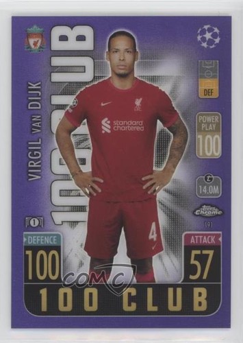 2021 Chrome Match Attax UEFA Champions League 100 Club /299 Virgil Van Dijk 0a16