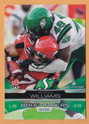 Renauld Williams 2009 Extreme CFL card #80 Saskatchewan Roughriders  Hofstra