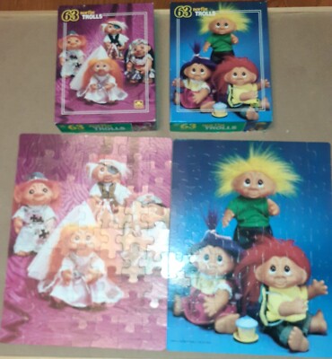 Vintage 1992 Norfin Trolls Puzzles 63 pc. Golden Ages 5-10 5465A 5465B