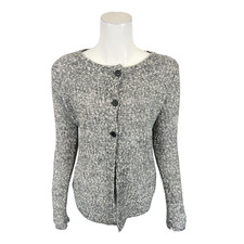 Susan Graver Marled Sweater Knit Button-Front Cardigan Top Grey X-Large Size