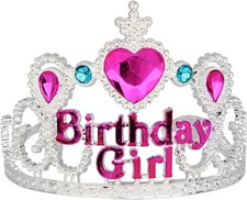 Tiara de fiesta NIÑA DE CUMPLEAÑOS talla 3-7 años diadema corona plateada con peines de plástico