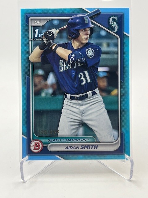 2024 BOWMAN AIDAN SMITH RC SKY BLUE #D 398/499 MARINERS 1ST