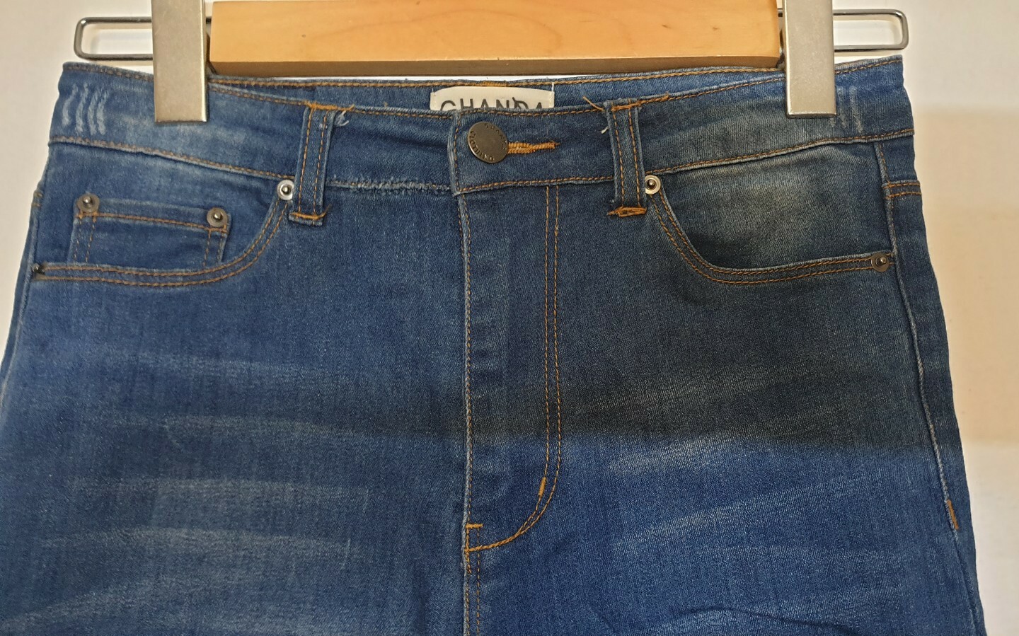 Ghanda Womens Size 8 Denim Blue High Waist Cropped Skinny Ripped Rock