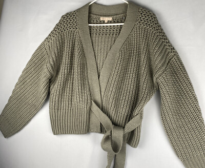 Hidden label Med chunky knit belted cropped cardigan, green