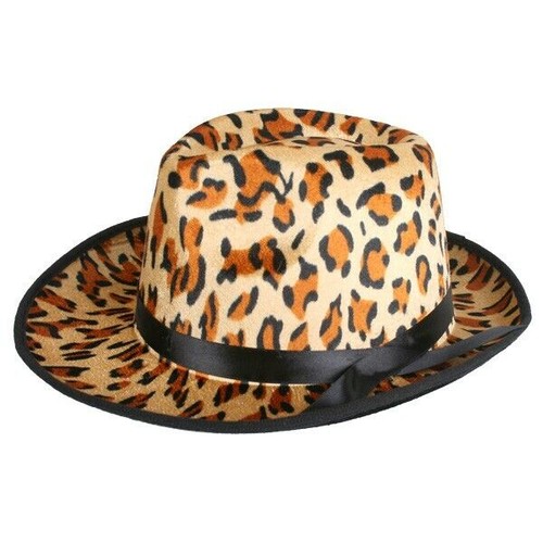 Leopard Print Fedora Hat 70s Gangster 