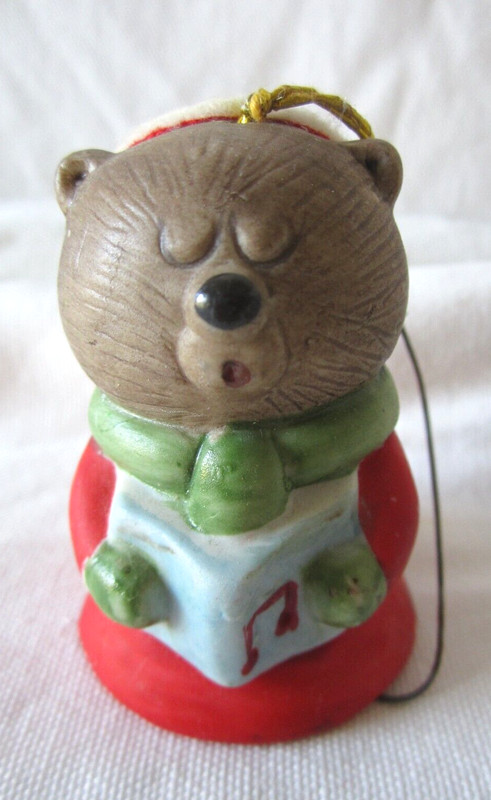 Jasco Bisque Porcelain LiL Christmas Chimer  Bell Caroling Forest Critter Choir