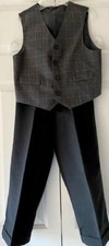 George Boys Black Gray Window Pane Vest Top and Solid Pants Outfit Set Size 5