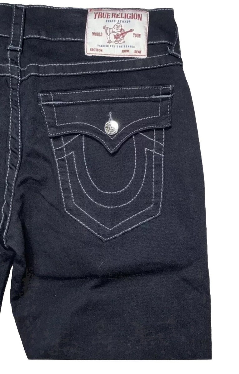 True Religion Ricky Flap Pocket Relaxed Straight Rinse Black Jeans