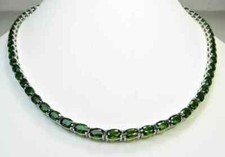 15Ct Oval Lab Created Green Emerald 16" Tennis Necklace 14k White Gold Plated