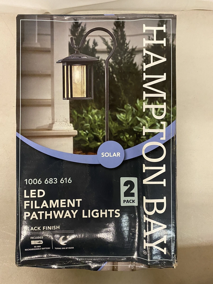NEW Hampton Bay Solar 15 Lumens Black Outdoor Integrated LED Shepherd Hook Path
