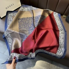 100% Mulberry Silk Square Scarf Women Neckerchief Wrap Geometric Paisley 68*68cm