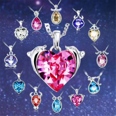 Sternzeichen Kette Halskette Kristall Silber Geschenk Element Sternzeichenkette