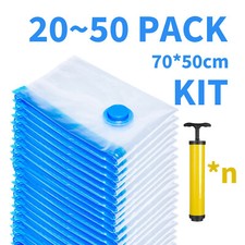 10-50 Jumbo Vacuum Storage Bags L Bedding Clothes Travel Space Saver w/Hand Pump