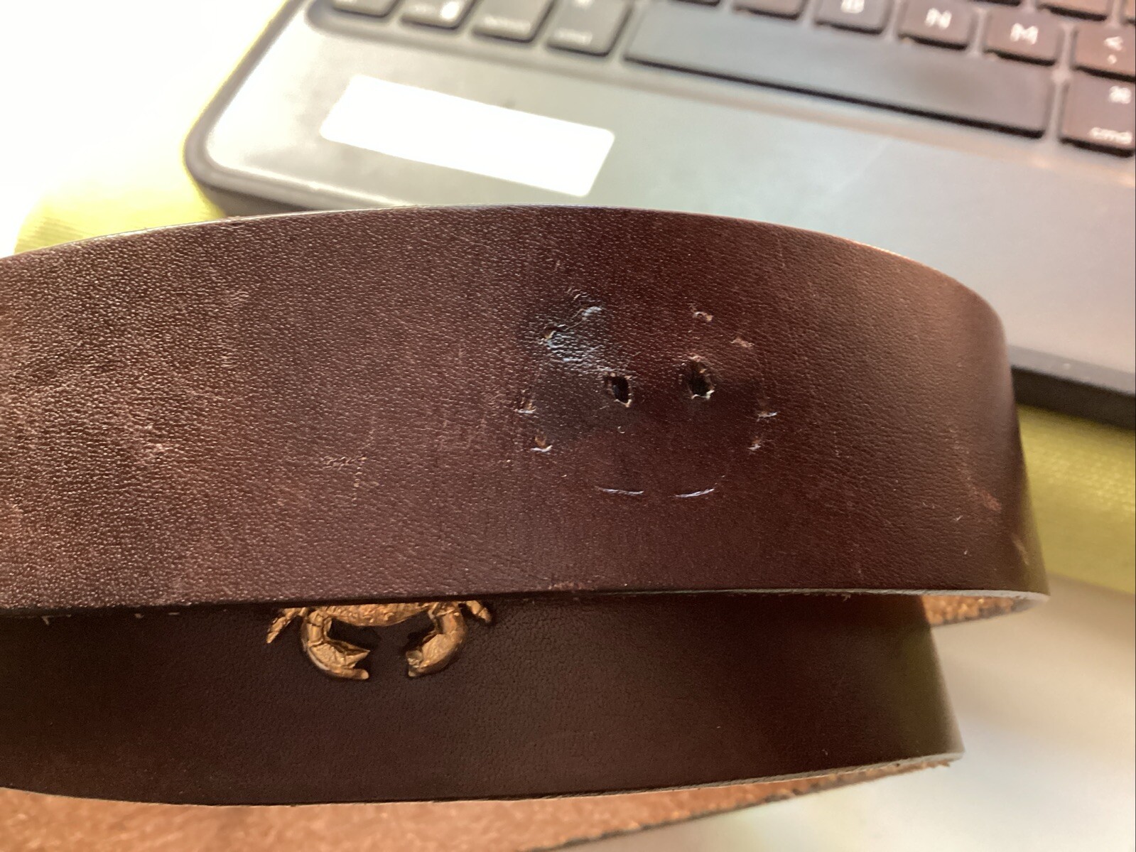 Solid Brown Leather Belt With Solid Brass Buckle … - image 8