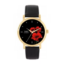 Toff London TLWS-32951 Ladies Red Poppy Flower Watch