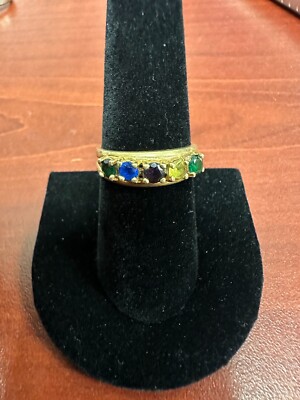 Vintage exquisiter 14K Gold Ring mit schönen mehrfarbigen Edelsteinen Größe 7,75