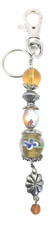 Key Chain Handbag Charm Gold Crystal Flower Glass Beaded Dangle Silver Ring