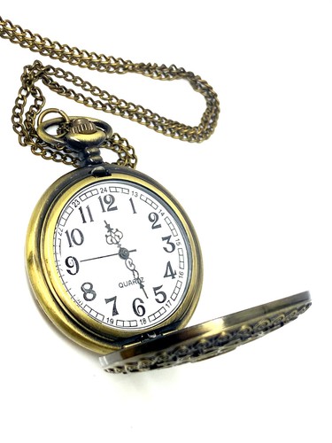 Bronze Runde Taschenuhr mit Kette kommt schön Geschenk verpackt Geschenkidee - Bild 6 von 12