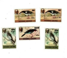 Sierra Leone 1984 - Birds - Set Of 5 Definitive Revalued Stamps Scott #632-6 MNH
