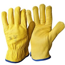 Yellow Leather Gardening Gloves Thorn Proof Garden Work Driver Safety Glove