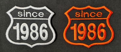 Patch Aufnäher Jahreszahl since 1986 Biker Hot Rod Custom 