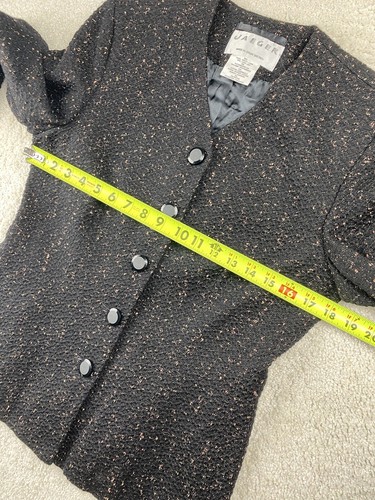JAEGER Blazer Women’s 6 UK Made Tweed Black Wool Blend - Picture 7 of 13